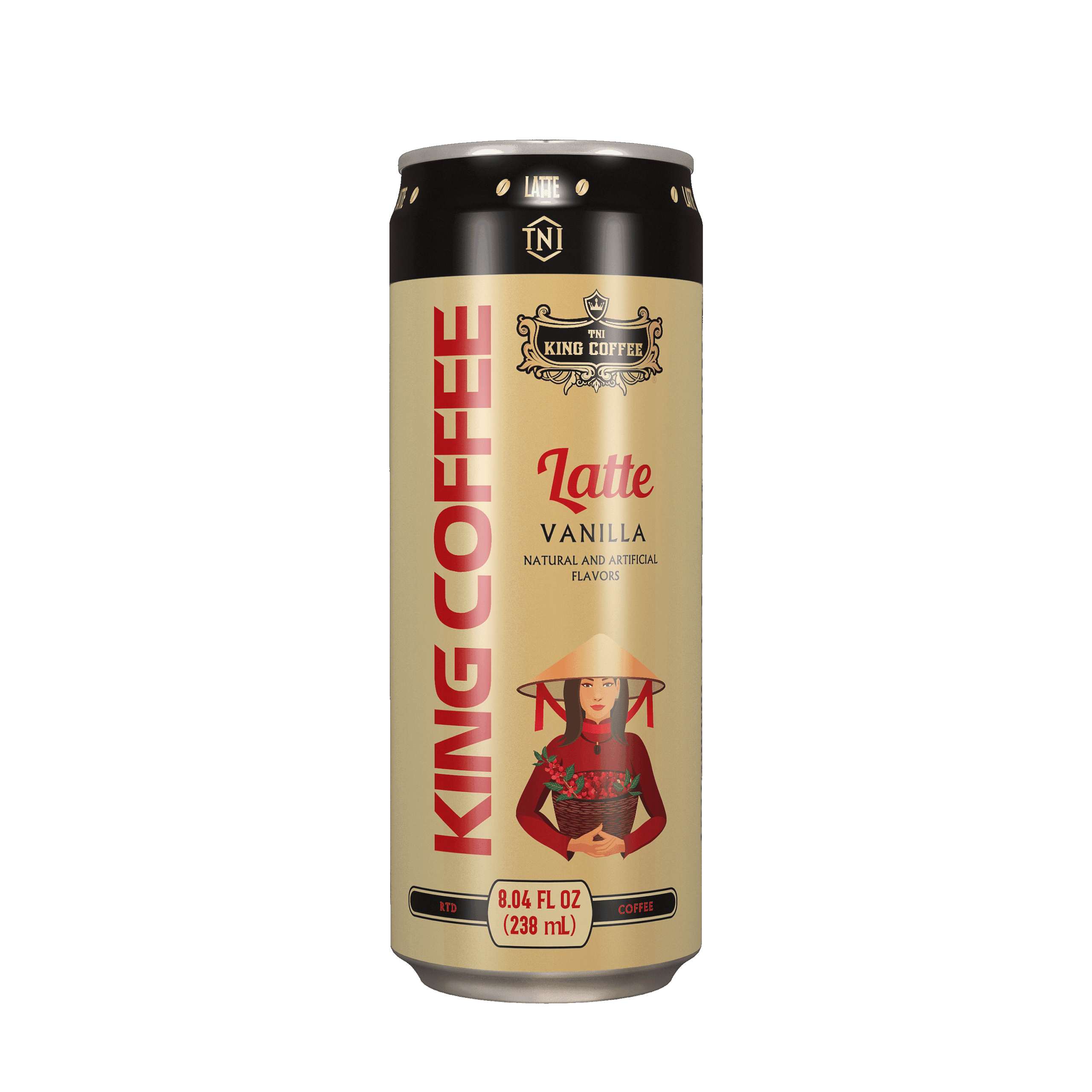 King-coffee-RTD-Latte-Vanilla-Lon-238ml.png Cà Phê Latte Vanilla Uống Liền KING COFFEE - Lon 238ml - Lốc 6 lon